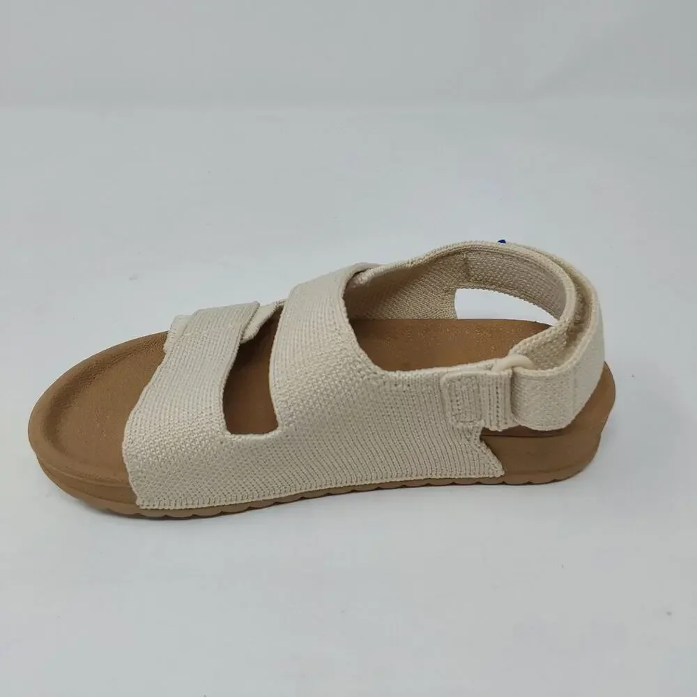 Rothy's Kids Double Strap Sandal Conch Beige Knit US Kids 10 EU 27 NIB